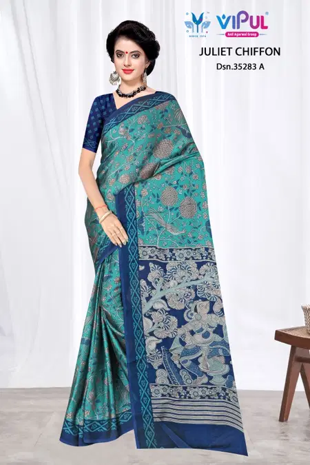 Juliet Chiffon 35283 A To D By Vipul Chiffon Saree Wholesale Clothing Suppliers In India